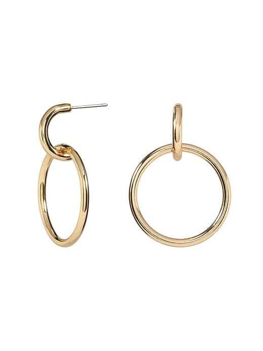 Banana Republic Modern Rings Drop Hoop Earring - Gold