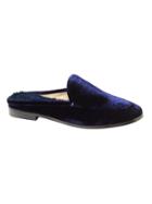 Banana Republic Womens Demi Faux Fur Velvet Loafer Slide Navy Blue Velvet Size 5