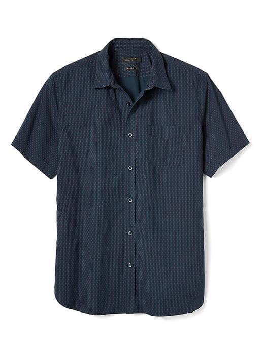 Banana Republic Camden Fit Custom Wash Short Sleeve Shirt - Preppy Navy
