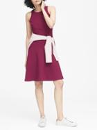 Banana Republic Womens Stretch Racerback Fit-and-flare Dress Burgundy Red Size 16