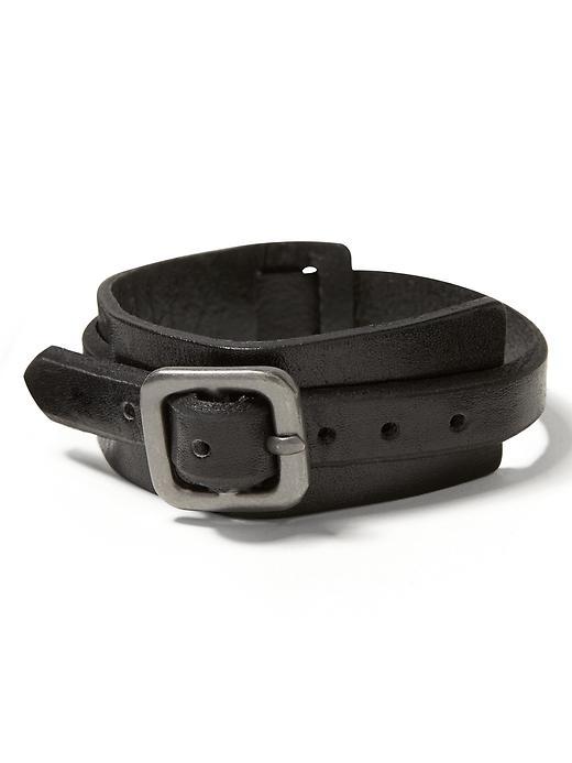 Banana Republic Mens Leather Cuff Size One Size - Black