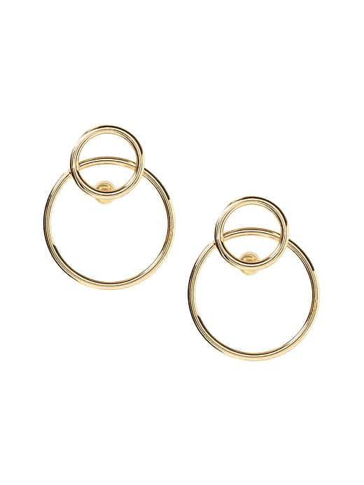 Banana Republic Modern Rings Frontal Hoop Earring - Gold