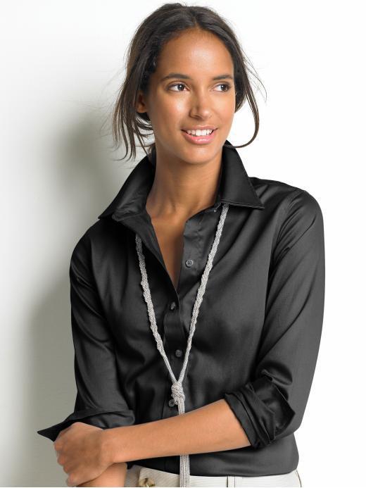 Banana Republic Non Iron Fitted Sateen Shirt - Black