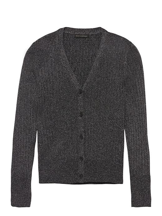 Banana Republic Womens Metallic Cropped Cardigan Sweater Gunmetal Size Xs