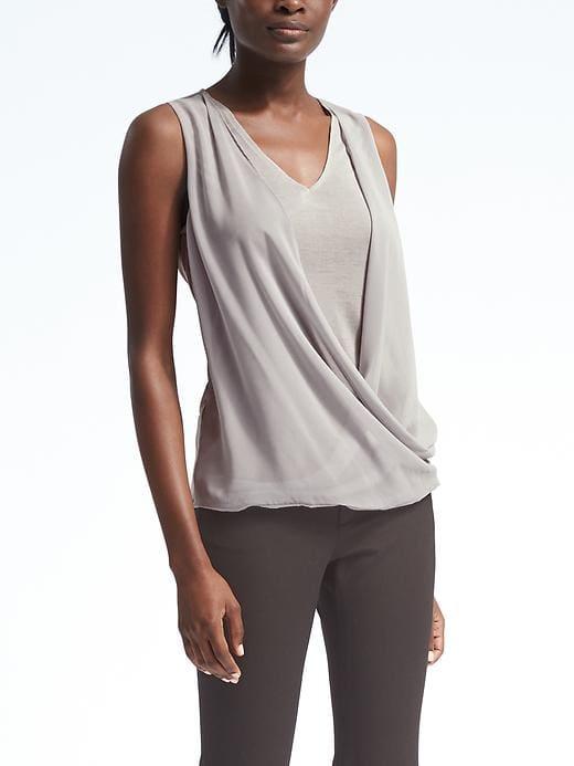 Banana Republic Twist Overlay Top - Gray Sky