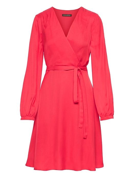 Banana Republic Womens Solid Wrap Dress Wild Cherry Size 0