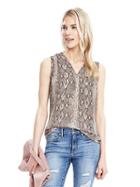 Banana Republic Womens Sleeveless Pleated Vee Top Size L - Natural Multi
