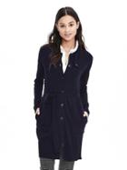 Banana Republic Womens Extra Fine Merino Wool Trench Cardigan Size L - Navy