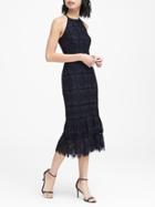 Banana Republic Womens Lace Midi Dress Black & Navy Lace Size 16
