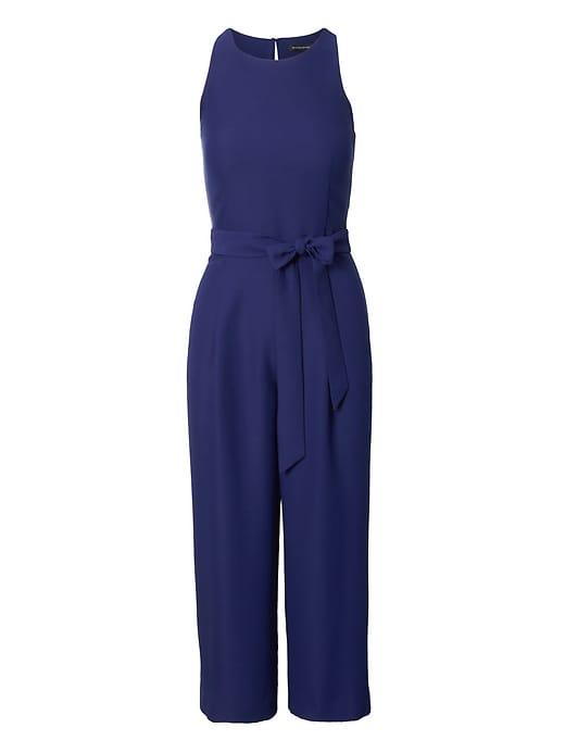 Banana Republic Womens Cropped Wide-leg Jumpsuit Deep Sea Blue Size 14
