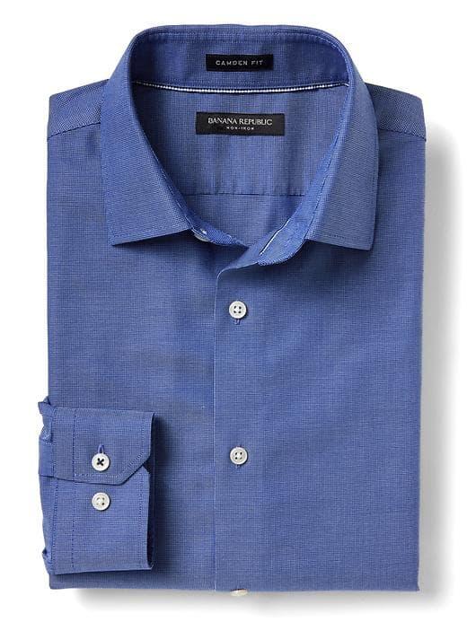 Banana Republic Mens Camden Fit Non Iron Square Weave Shirt - Dreamy Royal