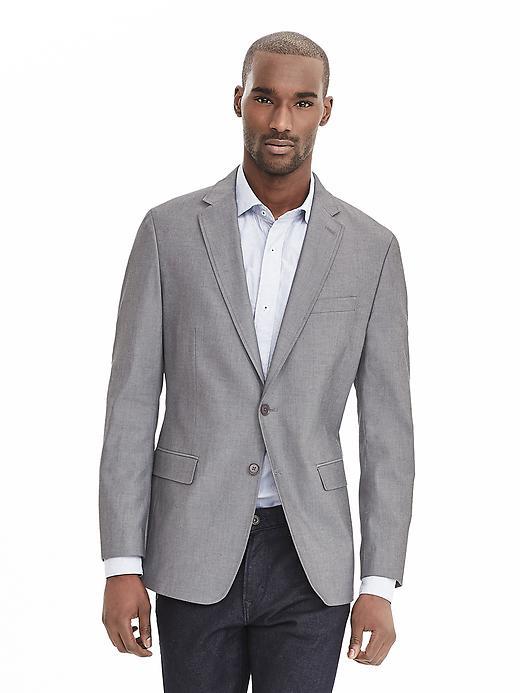 Banana Republic Mens Modern Slim Gray Chambray Blazer Size 36 Regular - Medium Gray Heather