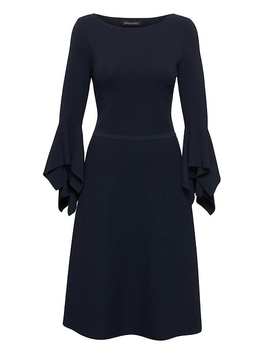 Banana Republic Womens Petite Handkerchief-sleeve Sweater Dress Navy Size Xs