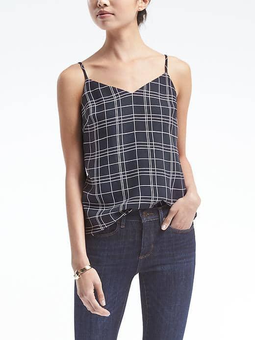 Banana Republic Plaid Essential Cami - Navy