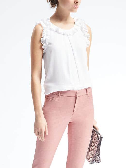 Banana Republic Ruffle Overlay Top - White