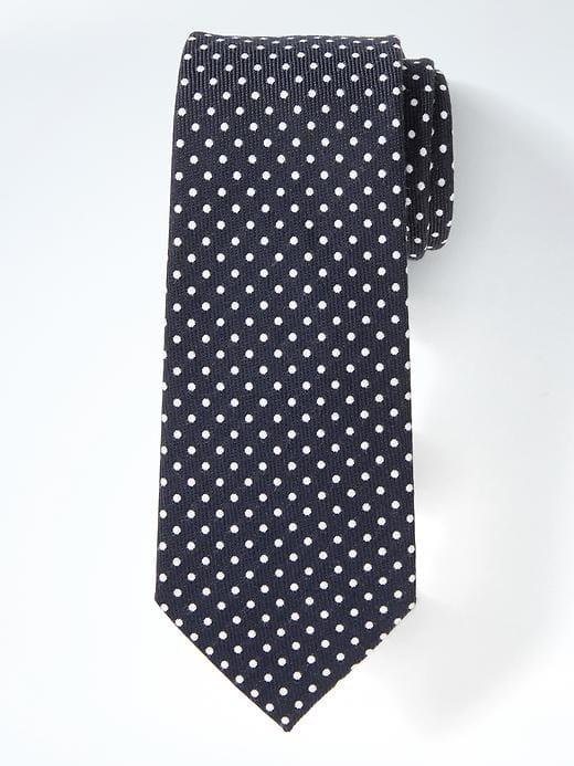 Banana Republic Mens Dot Silk Linen Nanotex Tie - Navy