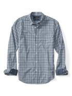Banana Republic Mens Camden Fit Plaid Custom Wash Shirt - Riptide Blue