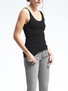 Banana Republic Womens Essential Ribbed Solid Tank - Black