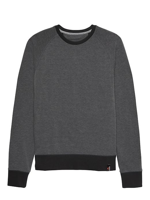 Banana Republic Mens Polartec Fleece Raglan-sleeve Sweatshirt Heather Charcoal Gray Size S