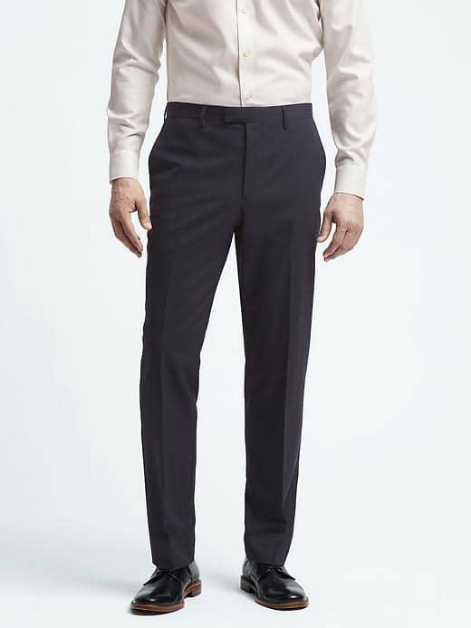 Banana Republic Mens Standard Solid Wool Trouser - Navy