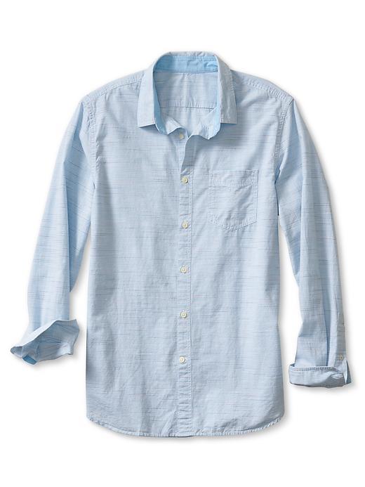Banana Republic Mens Grant Fit Corded Stripe Shirt Size L Tall - Tribal Poppy Blue Chip
