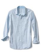 Banana Republic Mens Grant Fit Corded Stripe Shirt Size L Tall - Tribal Poppy Blue Chip
