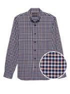 Banana Republic Mens New Slim-fit Luxe Flannel Plaid Shirt Holiday Orange Size S