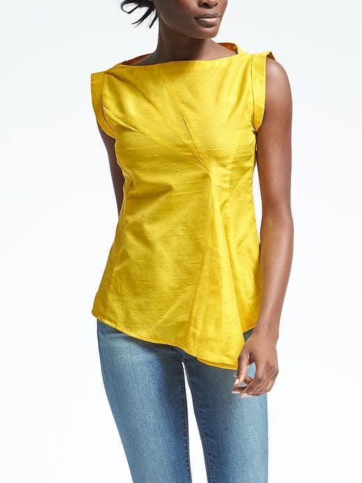 Banana Republic Womens Heritage Asymmetrical Blouse - Golden Foliage