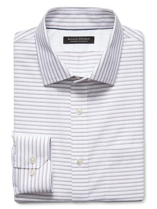 Banana Republic Mens Classic Fit Non Iron White Stripe Shirt Size L Tall - School Red