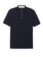 Banana Republic Mens Luxury-touch Polo Shirt With Stripe Placket Navy Size L