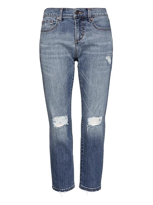 Banana Republic Womens Girlfriend Medium Wash Cropped Jean Medium Wash Size 28