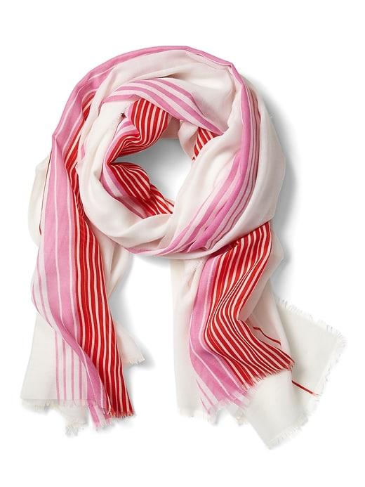 Banana Republic Womens Sheer Stripe Rectangular Scarf Pink Multi Size One Size