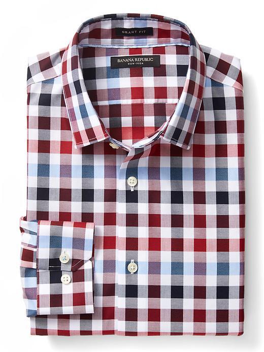 Banana Republic Mens Grant Fit Non Iron Check Shirt - Red