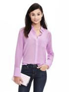 Banana Republic Silk High/low Blouse Size L Petite - Summer Plum