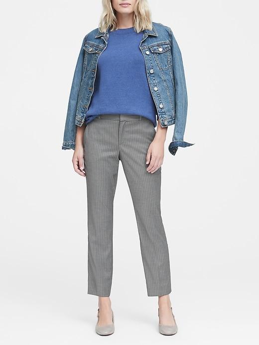 Banana Republic Womens Ryan Slim Straight-fit Machine-washable Pinstripe Pant Light Gray Size 4