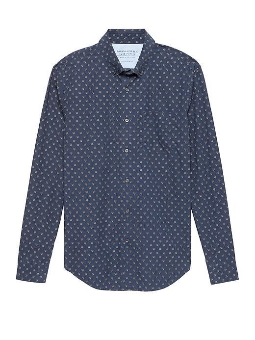 Banana Republic Mens Grant Slim-fit Luxe Poplin Fox Print Shirt Owl & Fox Size L