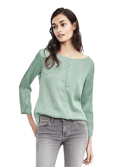 Banana Republic Womens Dot Print Tie Back Blouse - Bay Breeze