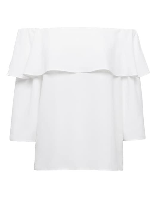 Banana Republic Womens Petite Flounced Off-the-shoulder Top White Size S