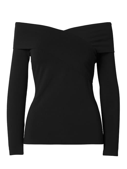 Banana Republic Womens Stretch Cotton-modal Off-the-shoulder Top Black Size Xl