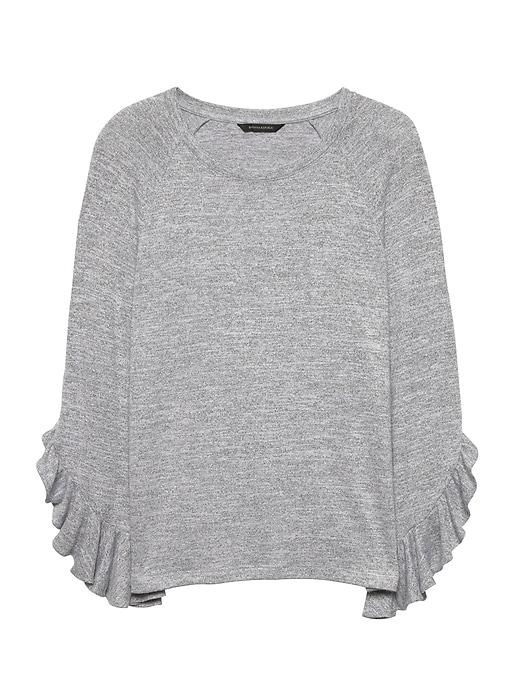 Banana Republic Womens Luxespun Flutter-sleeve T-shirt Light Gray Size M