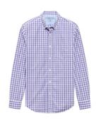 Banana Republic Mens Camden Standard-fit Luxe Poplin Gingham Shirt Violet Size S