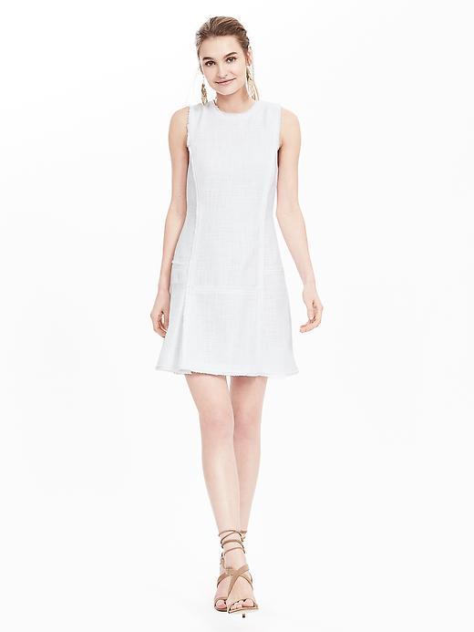 Banana Republic Womens Navy Tweed Fit And Flare Dress Size 10 - White