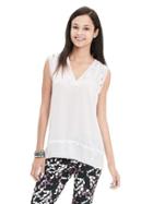 Banana Republic Womens Laser Cut Vee Sleeveless Blouse Size L - White