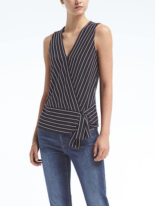 Banana Republic Stripe Handkerchief Hem Top - Warm Stripe