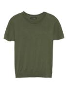 Banana Republic Womens Machine-washable Merino Flutter-sleeve Sweater Olive Size L