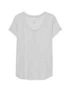 Banana Republic Womens Linen-blend Scoop-neck T-shirt Silver On Slate Gray Size S
