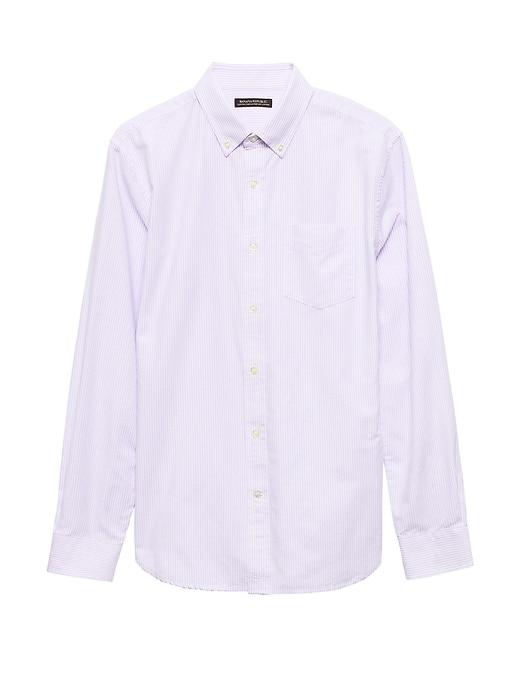Banana Republic Mens Grant Slim-fit 100% Cotton Stripe Oxford Shirt Lavender Cloud Size S