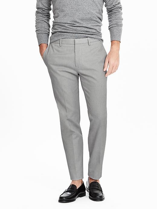 Banana Republic Mens Modern Slim Non Iron Textured Cotton Pant Size 32w 36l Tall - Grey