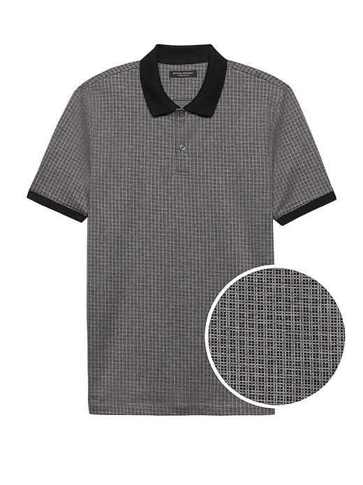 Banana Republic Mens Luxury-touch Print Polo Shirt Black Size Xxs