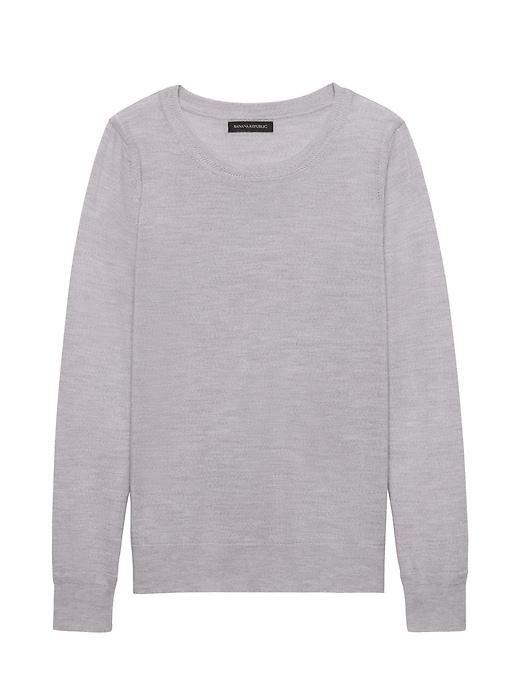 Banana Republic Womens Machine-washable Merino Crew Sweater-neck Sweater Light Heather Gray Size S